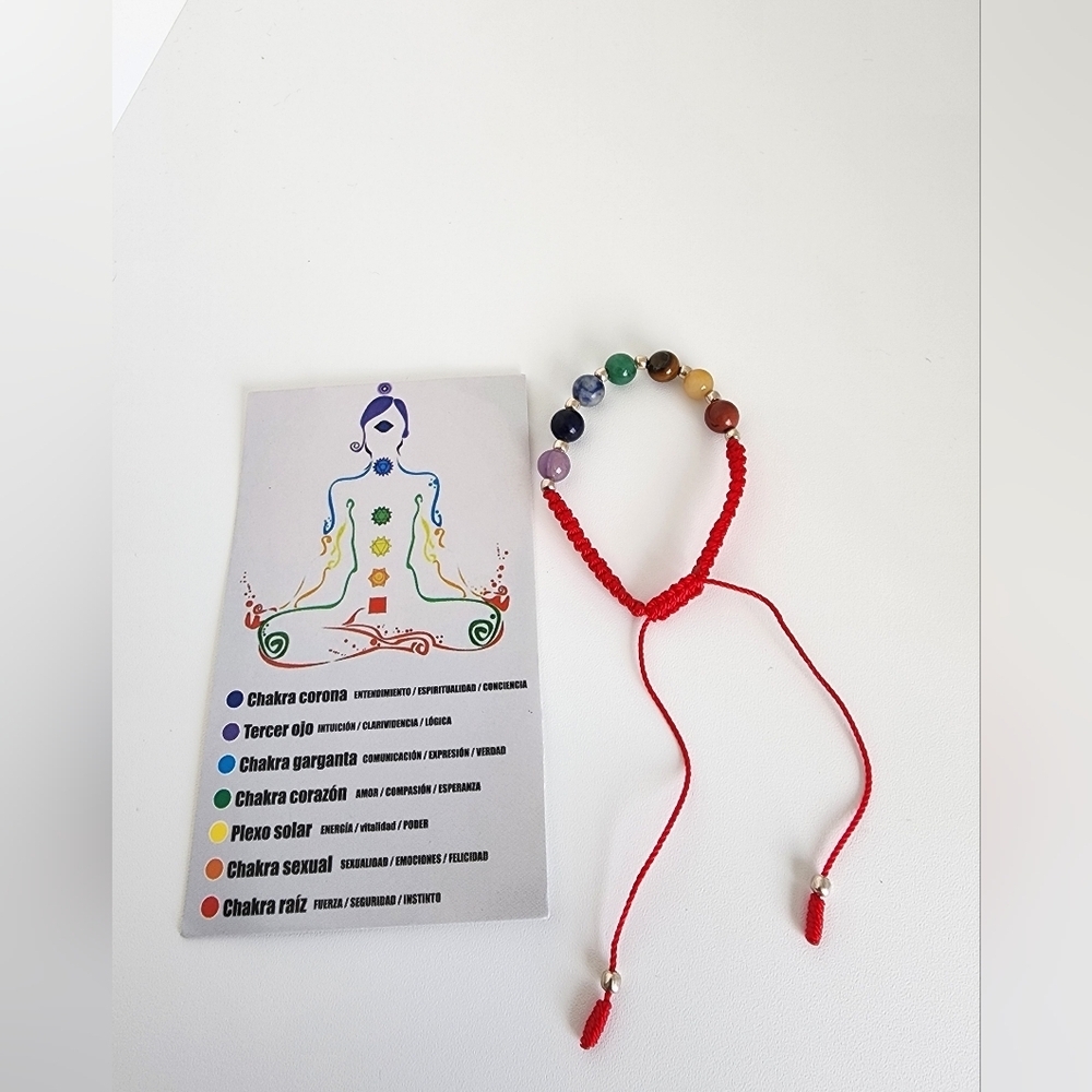 Chakra Healing Bracelet 7 Stones Red String Adjustable Spiritual Energy Balance